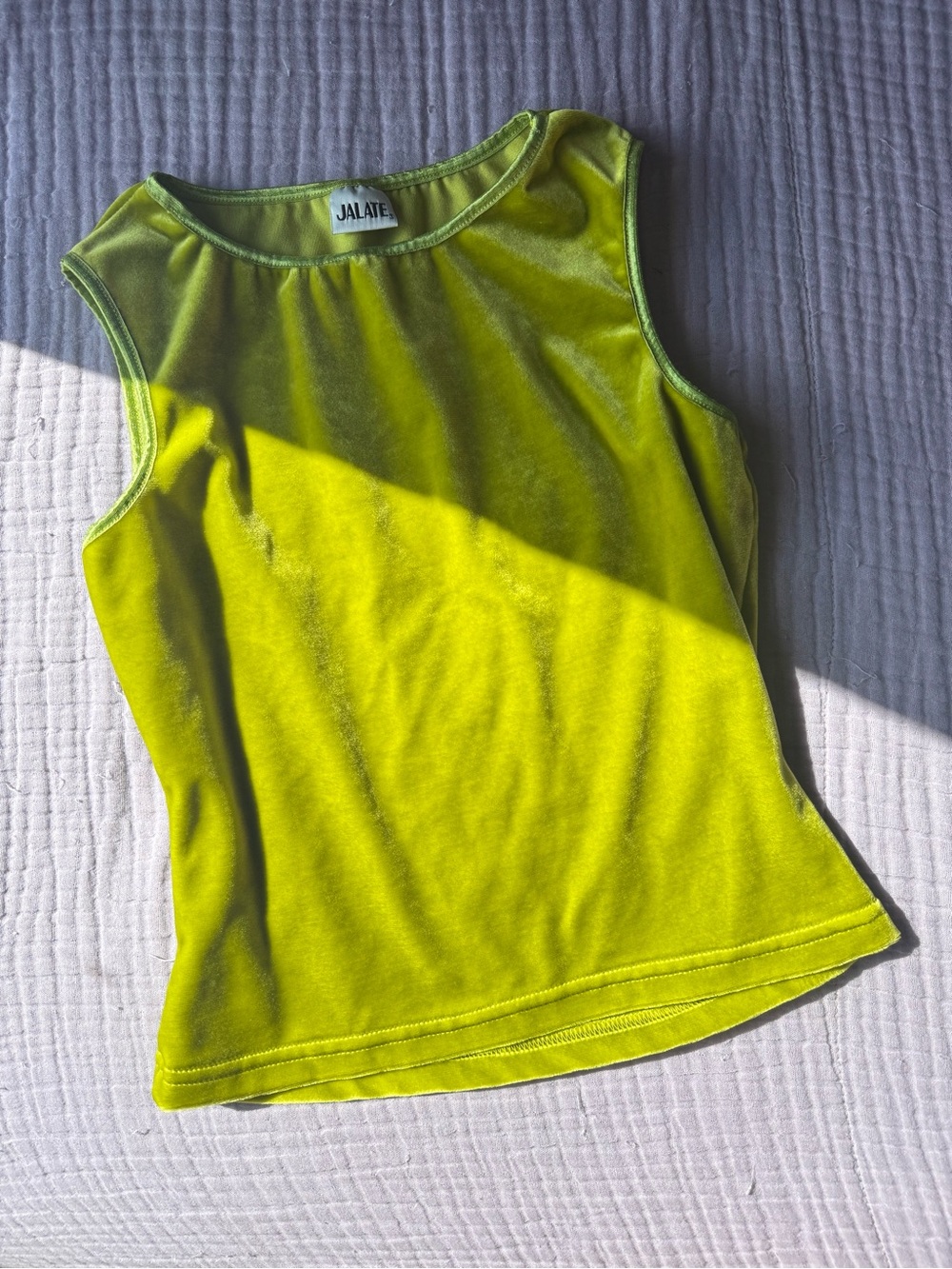 Jalate Vintage Neon Lime Velvet Tank Top